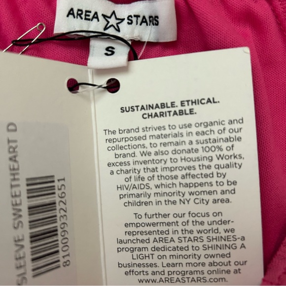 AREA STARS Pink Sweetheart Sheer Long Sleeve Rushed Mesh Dress Size S, NWT - Picture 6 of 10